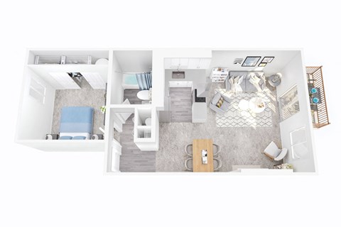Floor plan for 1 bed, 1 bath, 700 sqft
